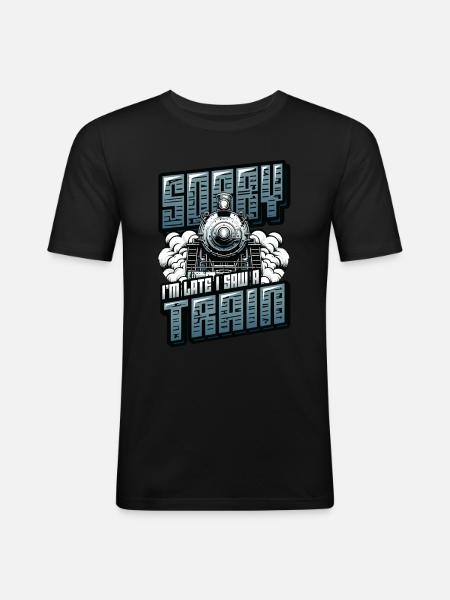 Trainspotting Train Lovers Trains - Men's Slim Fit T-Shirt - black