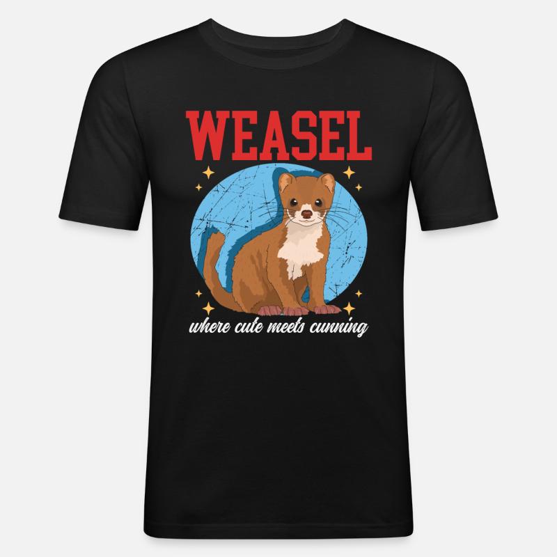Wiesel Mauswiesel Hermännchen Geschenk - Männer Slim Fit T-Shirt - Schwarz