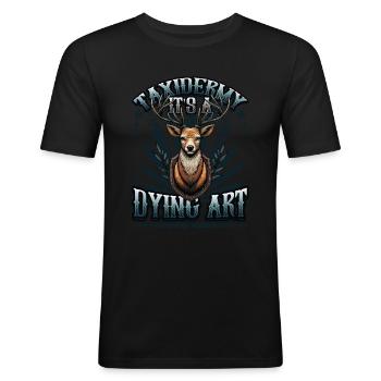 Taxidermy It's A Dying Art Deer Motif - Men's Slim Fit T-Shirt - black - Front - Nik (191cm)