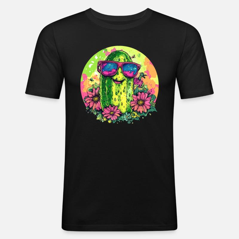 Cooler Gurkenfreund - Männer Slim Fit T-Shirt - Schwarz
