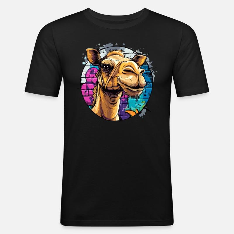 Graffiti Kamel Style - Männer Slim Fit T-Shirt - Schwarz
