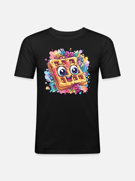 Fröhliche Waffelparty - Männer Slim Fit T-Shirt - Schwarz