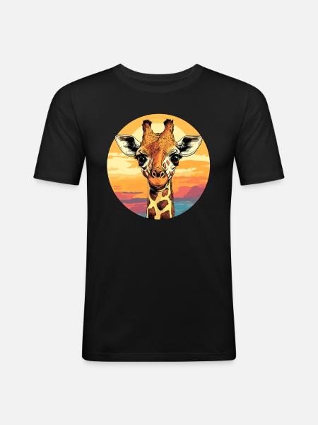 Giraffe at sunset - Men's Slim Fit T-Shirt - black