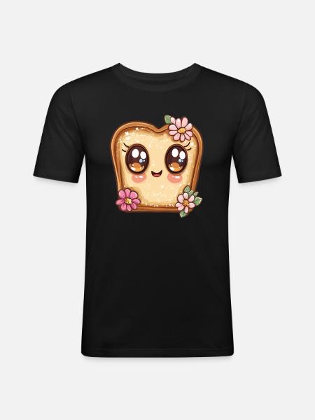 Fröhliches Toast mit Blumen - Männer Slim Fit T-Shirt - Schwarz