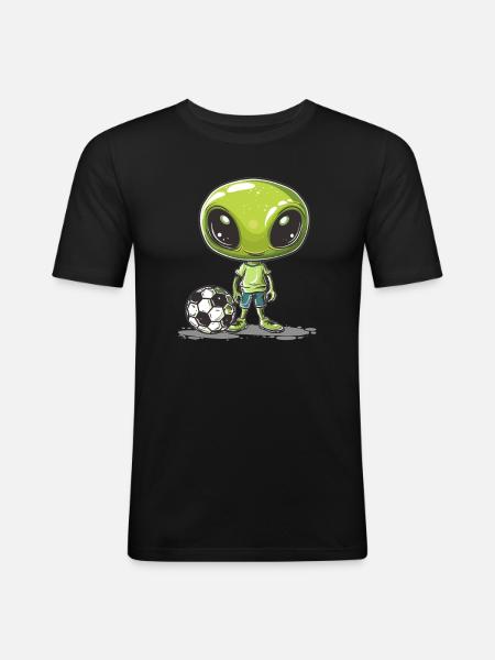 Soccer Alien Buddy - Men's Slim Fit T-Shirt - black