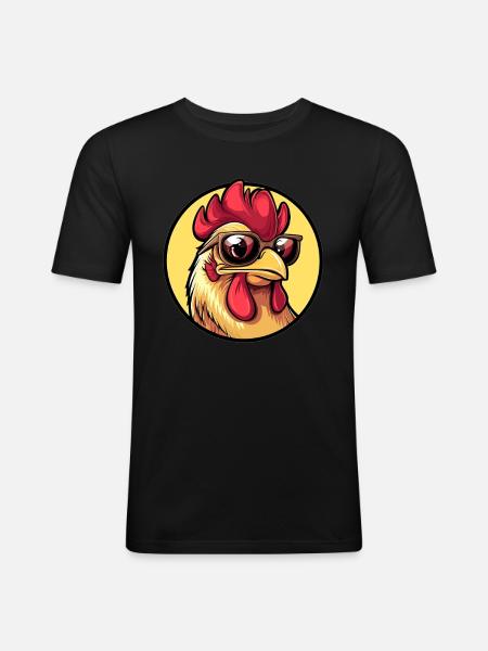 Cool rooster with sunglasses - Men's Slim Fit T-Shirt - black
