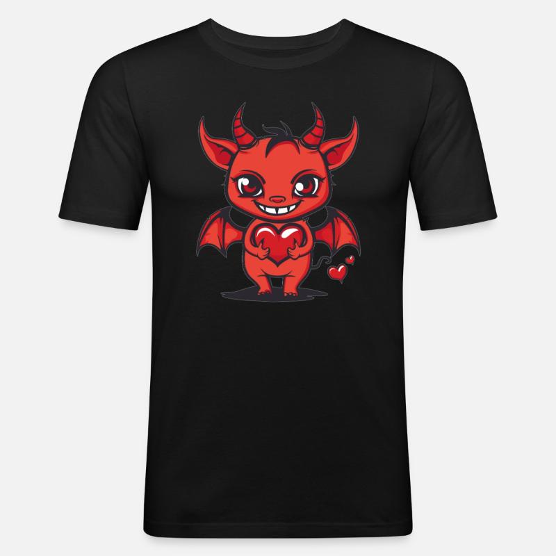 Teufelchen mit Herz - Männer Slim Fit T-Shirt - Schwarz