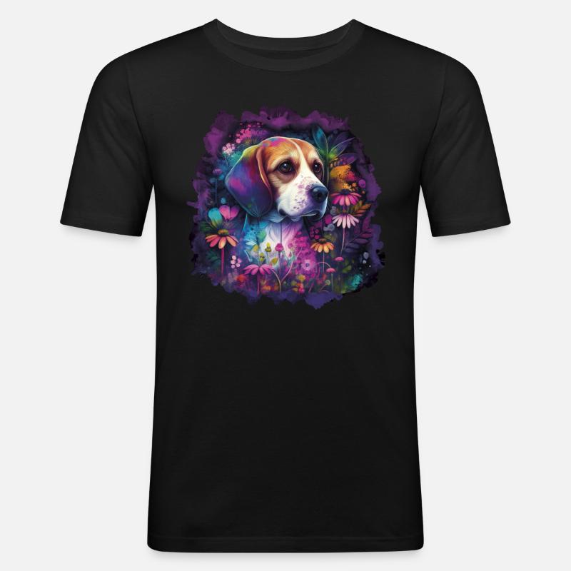 Beagle Beaglemotiv Geschenk - Männer Slim Fit T-Shirt - Schwarz