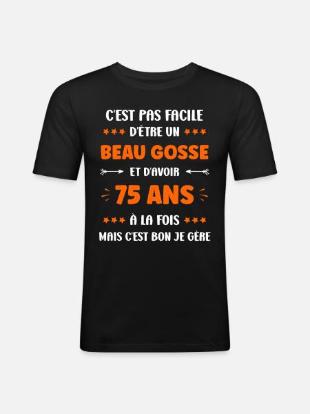 75 ANS - T-shirt près du corps Homme - noir
