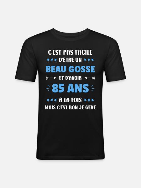 85 ANS - T-shirt près du corps Homme - noir