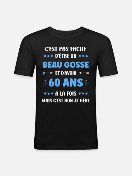 60 ANS - T-shirt près du corps Homme - noir