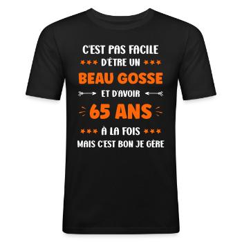 65 ANS - T-shirt près du corps Homme - noir - Devant - Nik (191cm)