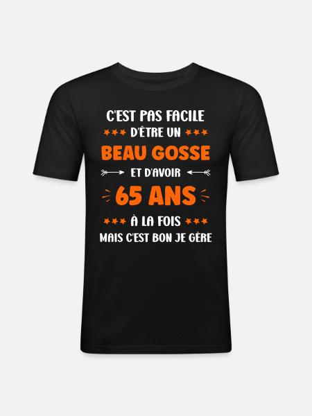 65 ANS - T-shirt près du corps Homme - noir