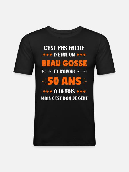 50 ANS - T-shirt près du corps Homme - noir