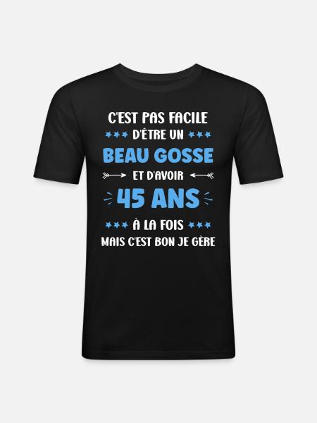 45 ANS - T-shirt près du corps Homme - noir