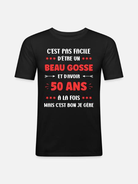 50 ANS - T-shirt près du corps Homme - noir