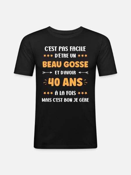 40 ANS - T-shirt près du corps Homme - noir