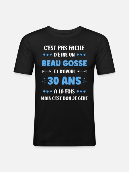 30 ANS - T-shirt près du corps Homme - noir