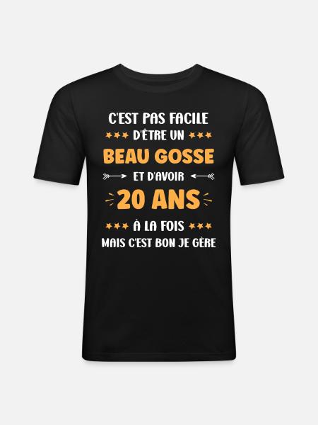 20 ANS - T-shirt près du corps Homme - noir