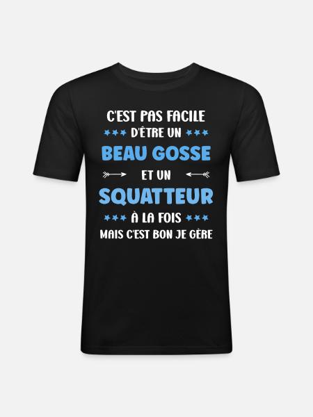 squatteur - T-shirt près du corps Homme - noir
