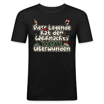 Weihnachten Weihnachtsmann Stress - Männer Slim Fit T-Shirt - Schwarz - Vorne - Nik (191cm)