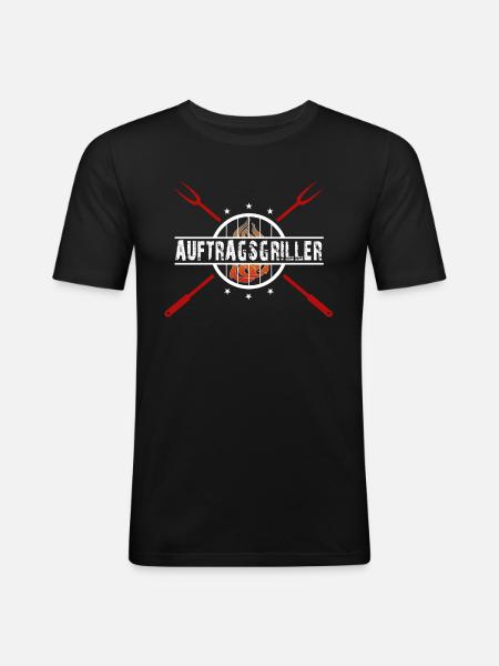 Auftragsgriller - Männer Slim Fit T-Shirt - Schwarz
