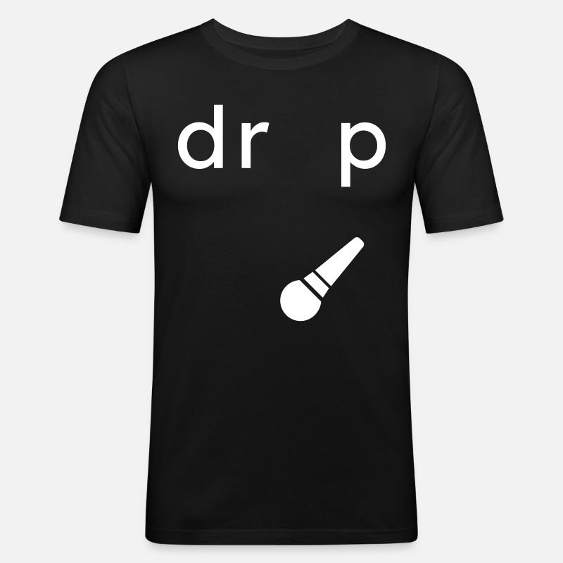Drop the Microphone - Männer Slim Fit T-Shirt - Schwarz
