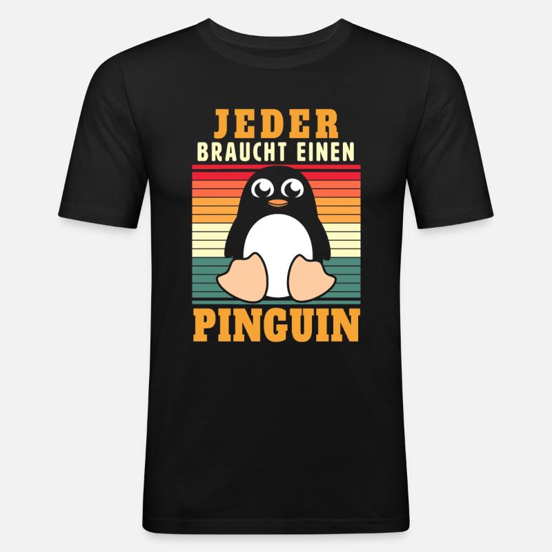 Jeder braucht einen Pinguin - Männer Slim Fit T-Shirt - Schwarz