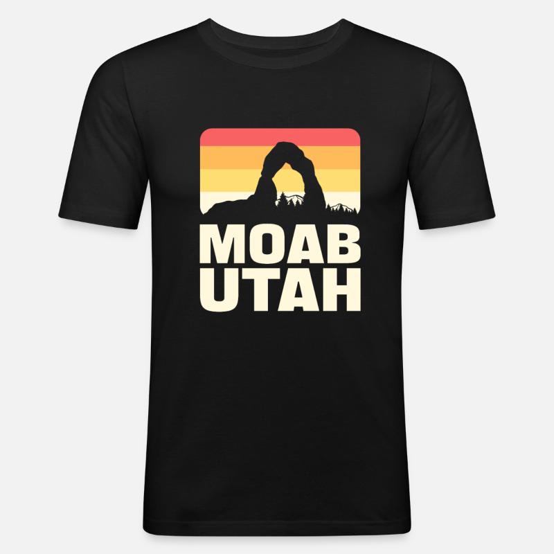 Moab Utah Vitange Mountain - Männer Slim Fit T-Shirt - Schwarz