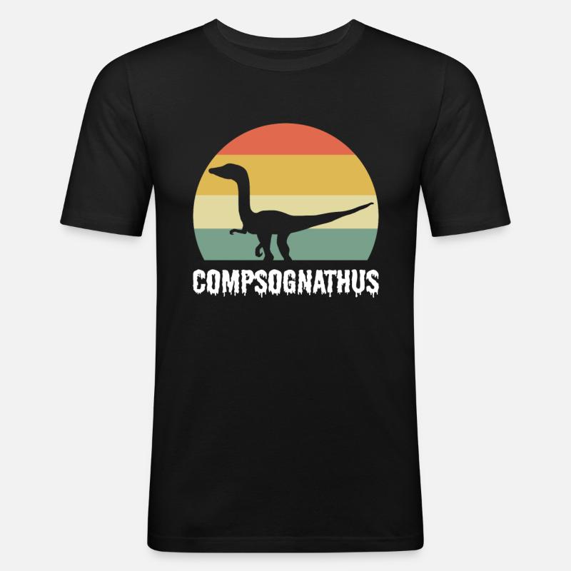 Compsognathus Dinosaur - Männer Slim Fit T-Shirt - Schwarz