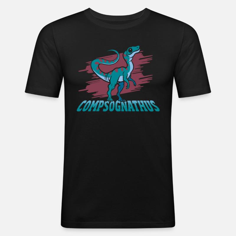 Compsognathus Dinosaur - Männer Slim Fit T-Shirt - Schwarz