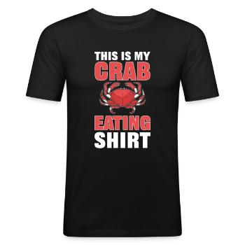 Voici ma chemise mangeuse de crabe Fruits de mer Homard - T-shirt près du corps Homme - noir - Devant - Nik (191cm)