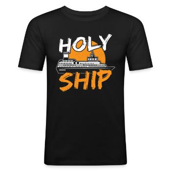 Holy Ship Cruise Vakantie Familie-uitje - Mannen slim fit T-shirt - zwart - Voor - Nik (191cm)