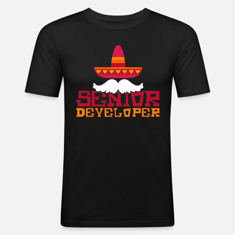 Senior Developer Programming Programmer - Männer Slim Fit T-Shirt - Schwarz