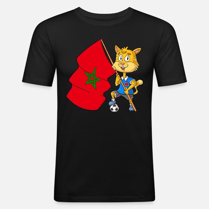 Maroc Fan Cat - T-shirt près du corps Homme - noir