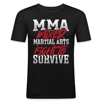 MMA Mixed Martial Arts Fight To Survive - T-shirt près du corps Homme - noir - Devant - Nik (191cm)