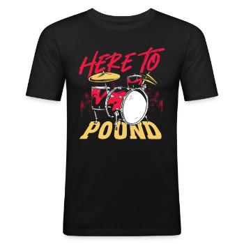 Here To Pound Drummer Percussionist - Men's Slim Fit T-Shirt - black - Front - Nik (191cm)