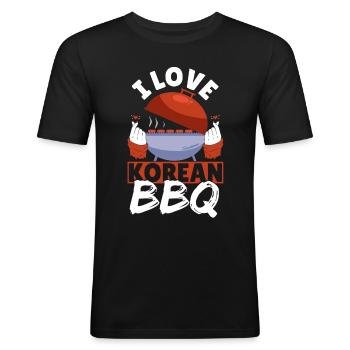 I Love Korean BBQ Traditional Asian Cuisine - Men's Slim Fit T-Shirt - black - Front - Nik (191cm)