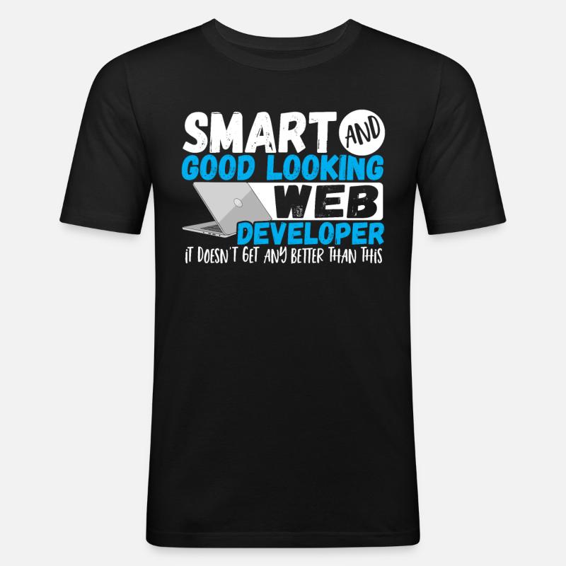 Programmierer Kluger und gut aussehender - Männer Slim Fit T-Shirt - Schwarz