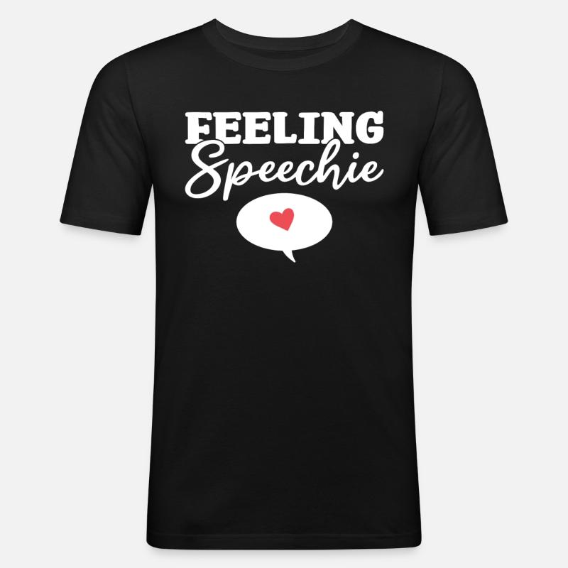Feeling Speechie Sprachpathologie - Männer Slim Fit T-Shirt - Schwarz