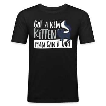 J’ai reçu un nouveau chaton, l’homme peut le faire - T-shirt près du corps Homme - noir - Devant - Nik (191cm)