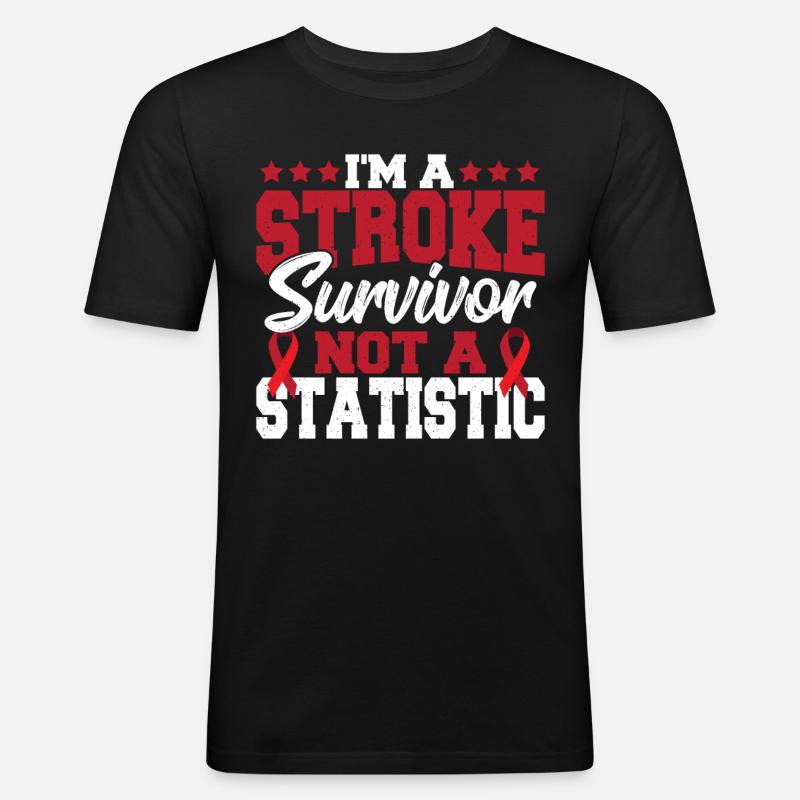Ich bin ein Schlaganfall-Überlebender, keine - Männer Slim Fit T-Shirt - Schwarz