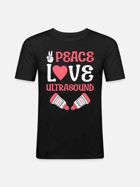 Ultraschalltechniker Peace Love - Männer Slim Fit T-Shirt - Schwarz