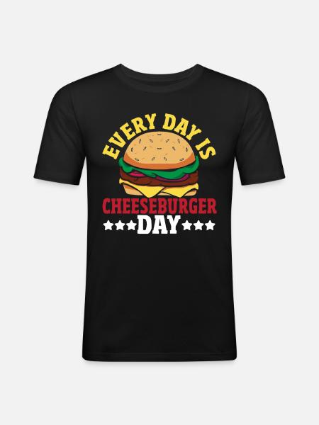 Hamburger Cheese Cheeseburger Snacks Cheeseburger - T-shirt près du corps Homme - noir
