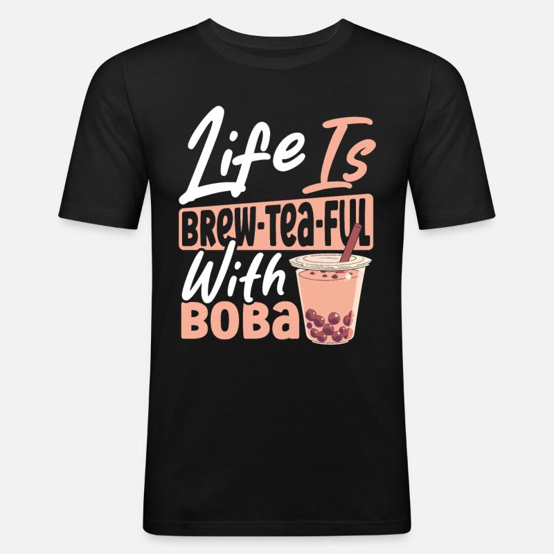 Chai Tee Tee-Latte Tapioka-Perlen - Männer Slim Fit T-Shirt - Schwarz