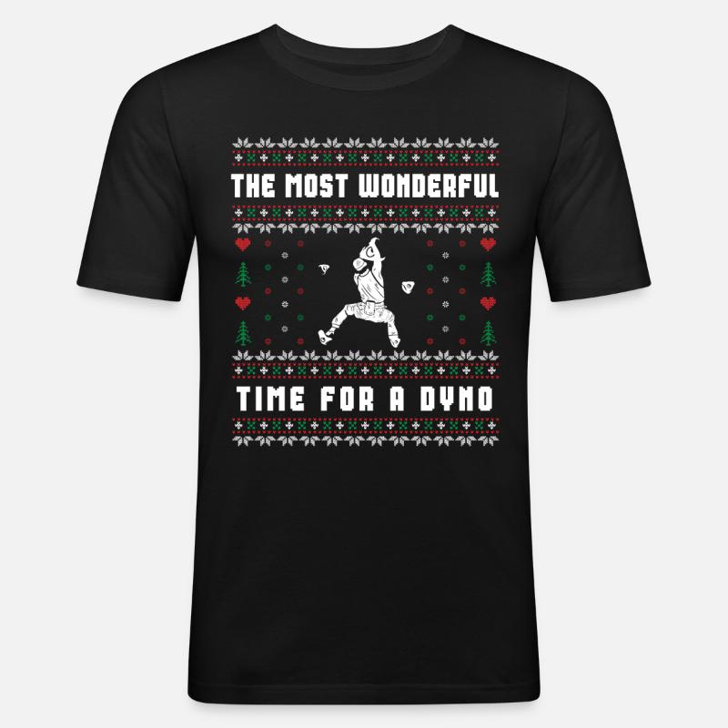 Klettern Hässlicher Weihnachtspullover - Männer Slim Fit T-Shirt - Schwarz