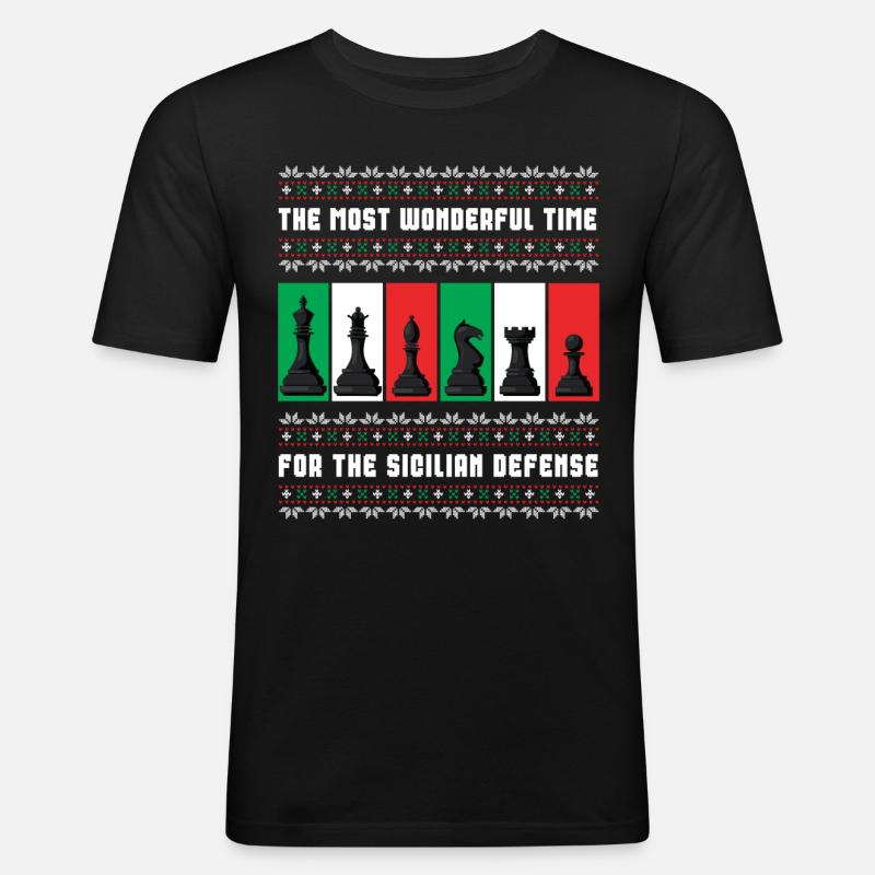Weihnachtsschach Hässlicher Weihnachtspullover - Männer Slim Fit T-Shirt - Schwarz