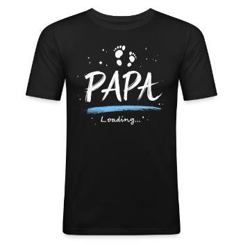 Papa 2025 Loading Geschenk für werdende Väter - Männer Slim Fit T-Shirt - Schwarz - Vorne - Nik (191cm)