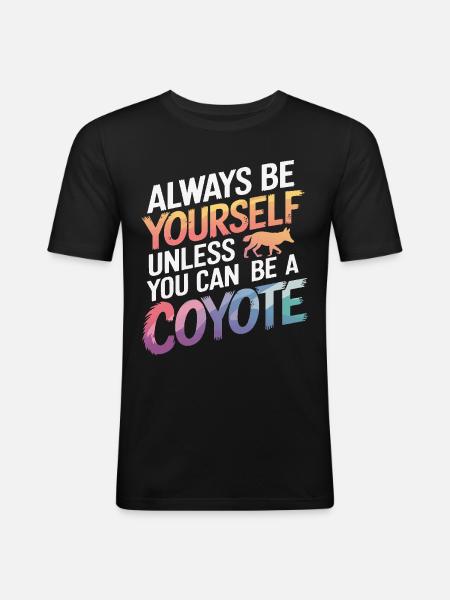 Coyote Animal Funny - Men's Slim Fit T-Shirt - black