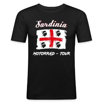 Sardinien Flagge Motorrad Tour Geschenk - Männer Slim Fit T-Shirt - Schwarz - Vorne - Nik (191cm)